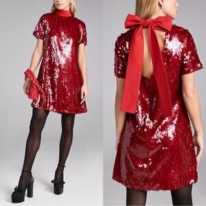 NWT NEW STAUD Mini Ilana Dress in Poinsettia
